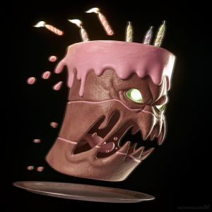 metin-seven_stylized-3d-illustrator_creepy-scary-horror-birthday-cake-character.png